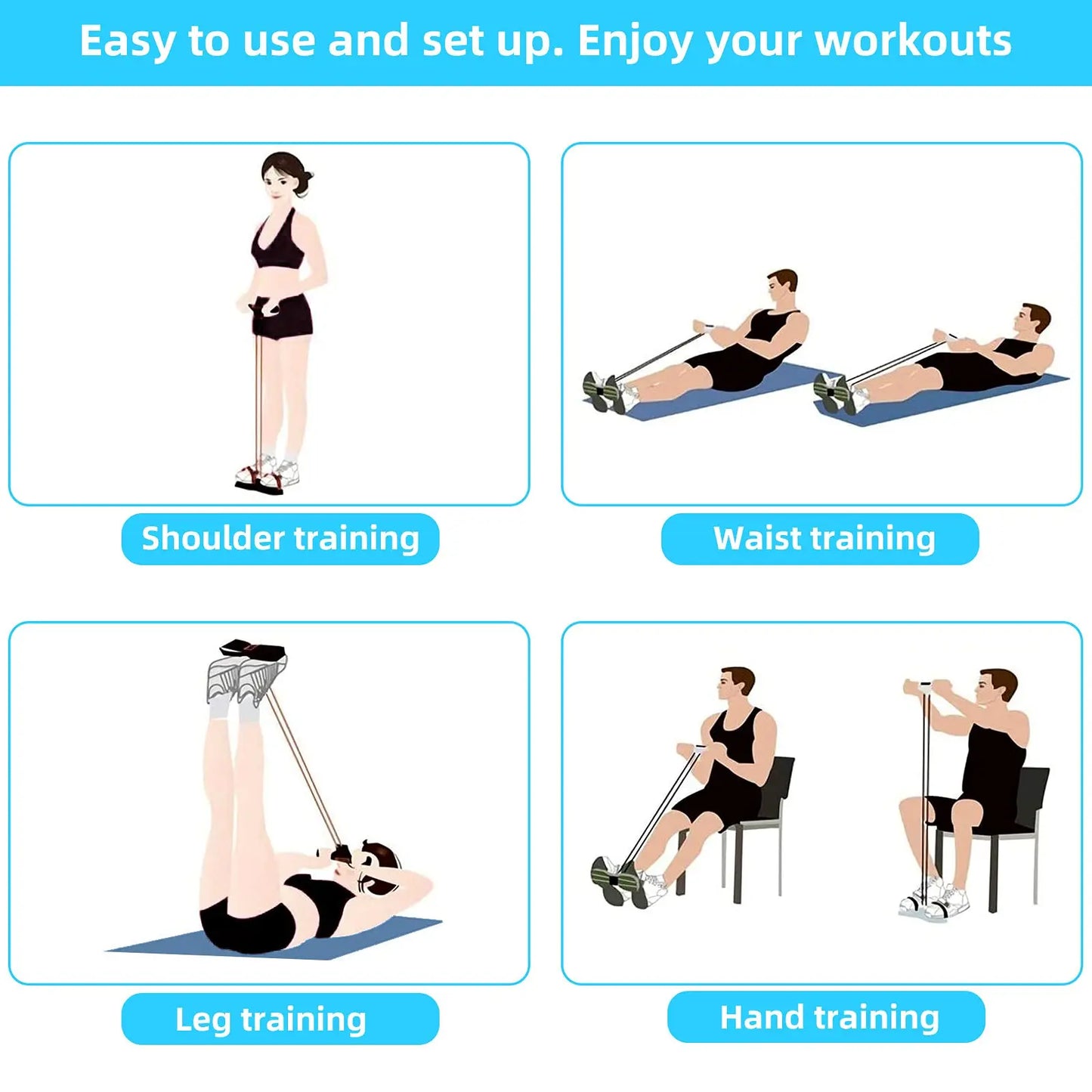 6-Strand Heavy Duty Abdominal Crunch Fitness Equipment – Leg & Core Workout, Sit-Up Assist, Home Gym Exercise